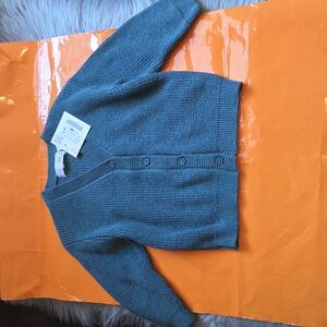 Nwt! Zara V-neck Knit Cardigan Petrol Blue Size 9-12m